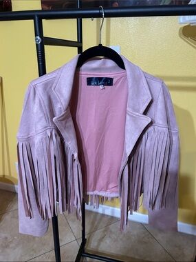 Rock’em Pink Fringe Suede Jacket